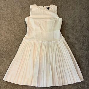 J. Crew White Sleeveless Pleated Dress